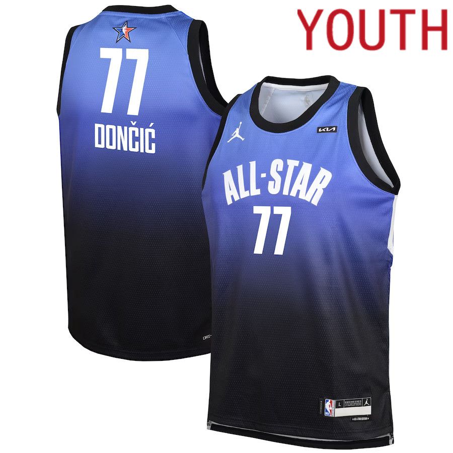 Youth Dallas Mavericks 77 Luka Doncic Jordan Brand Blue 2023 NBA All-Star Game Swingman NBA Jersey